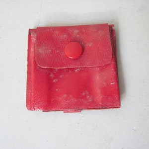 Vintage little red child&#39;s leather wallet