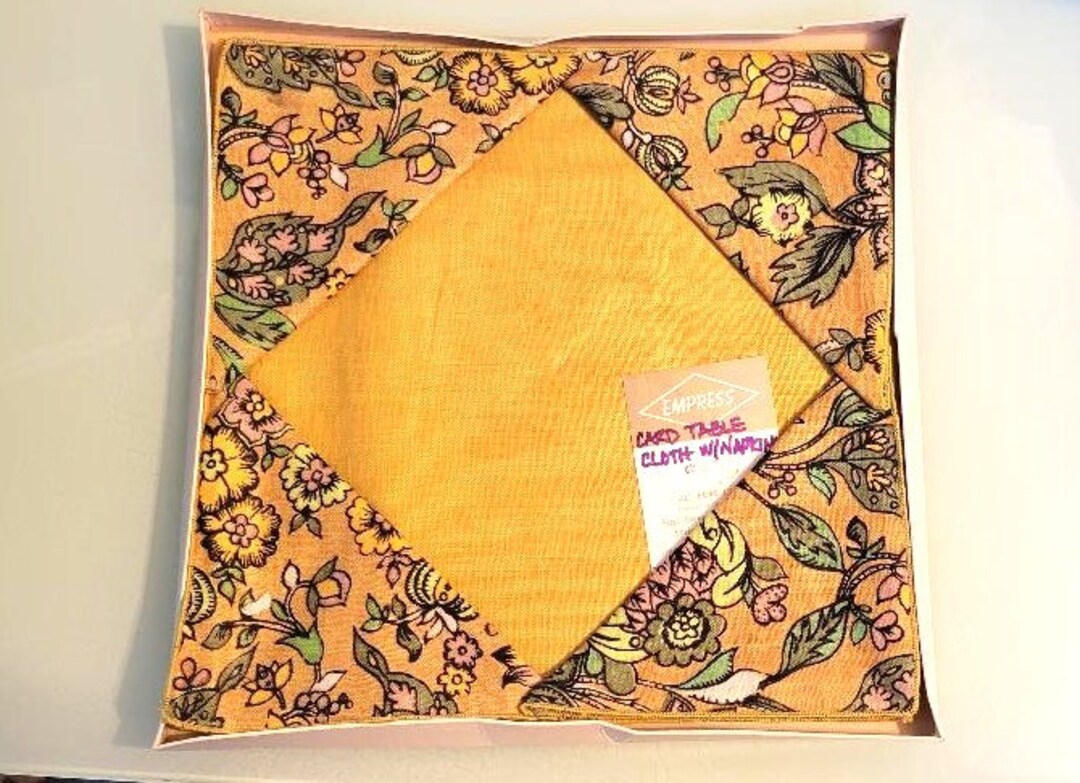 Vintage Linen MOD Card Table Cloth With Napkins Etsy
