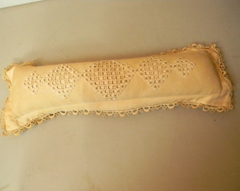 Antique Victorian lace eyelet bolster hat pin cushion pillow