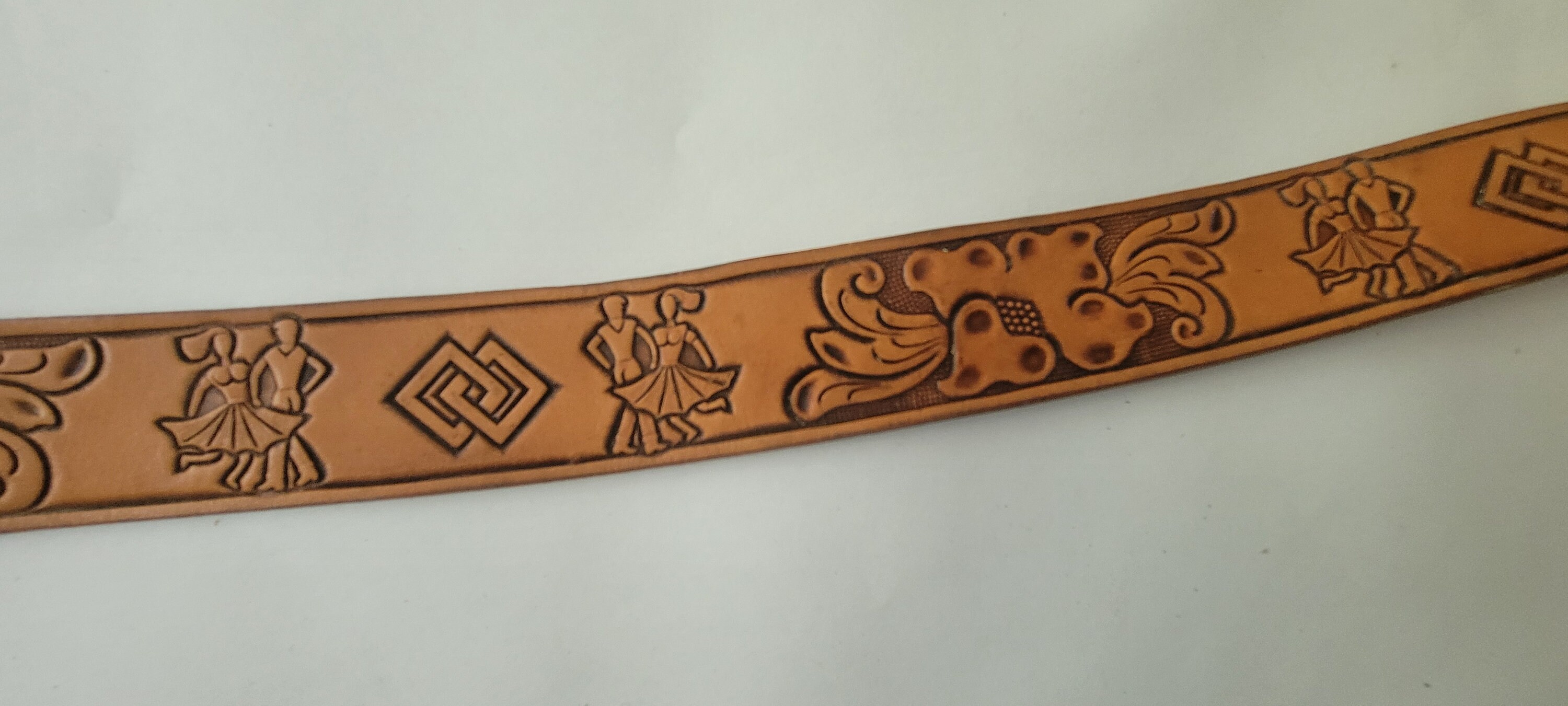 Vintage Leather Embossed Square Dancing Belt - Etsy display picture 1