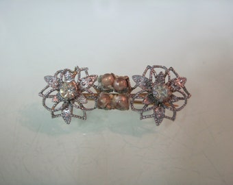 Vintage silver tone rhinestone and pearl pin