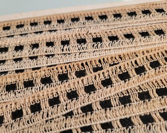 Vintage black and white woven lace trim yardage