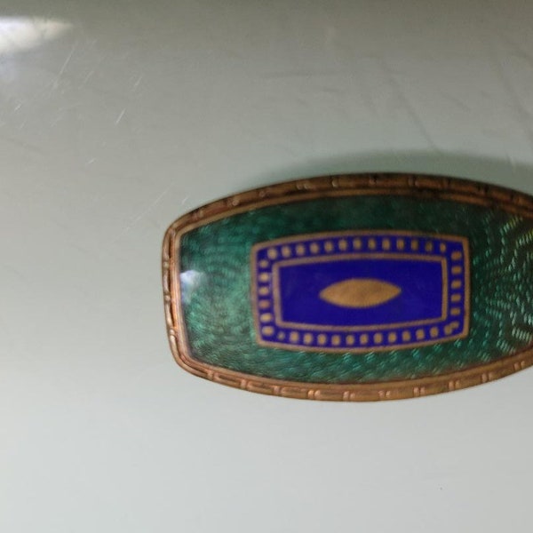 antique vintage copper and enamel art deco pin