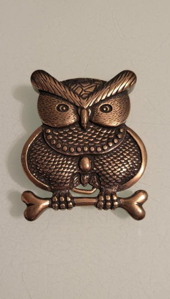 Vintage Owl brass belt buckle