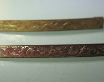 Two Antique Gold filled and brass Bar Pins