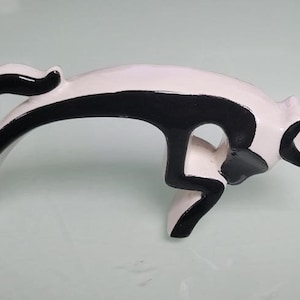 Vintage porcelain modern black and white abstract bull figure image 1