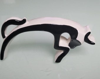 Vintage porcelain modern black and white abstract bull figure