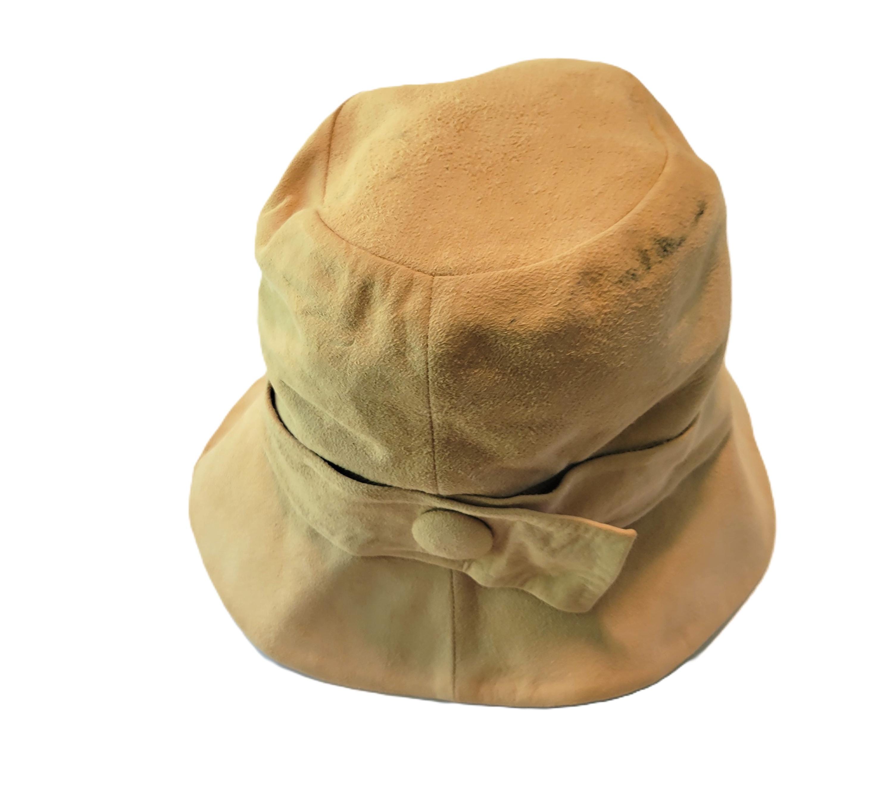 Vintage 70s Brown Suede Leather Cloche Bucket Hat Brown Leather Vintage Hats for Women for sale | eBay main image 2