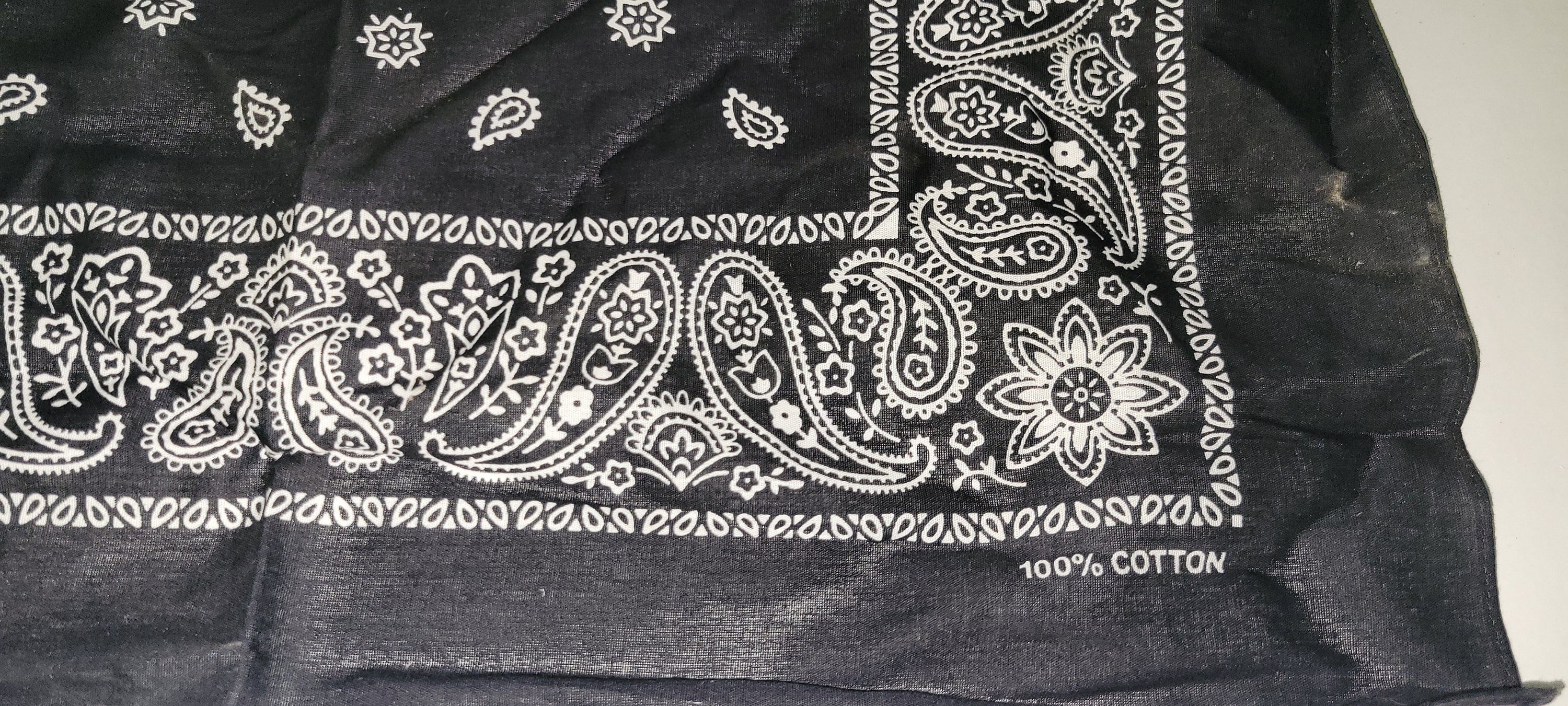 Vintage 1960's Cotton Black Bandana Made in USA - Etsy