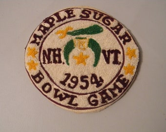 Vintage lettermans sweater felt patch Maple sugar bowl game New hampshire Vermont 1954