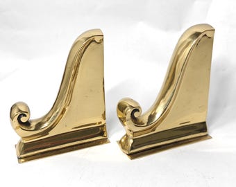 Pair of vintage solid brass modernist bookends