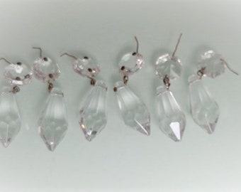 6 vintage tear drop chandelier crystal pendants