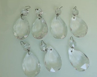 7 vintage tear drop crystal chandelier pendants