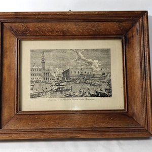 Antique Antonio Visentini black and white etching of Grand Canal in Venice framed