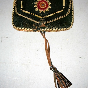 Vintage leather wallet with tassel clasp