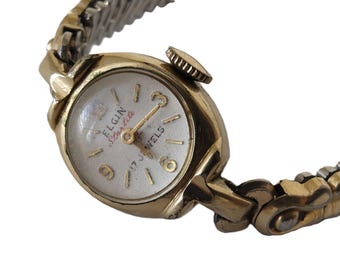 Vintage 10K rolled gold plate ladies Elgin wristwatch for parts or repair
