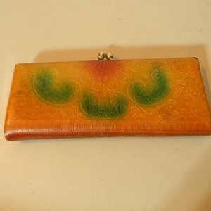 vintage hand tooled leather eyeglass case