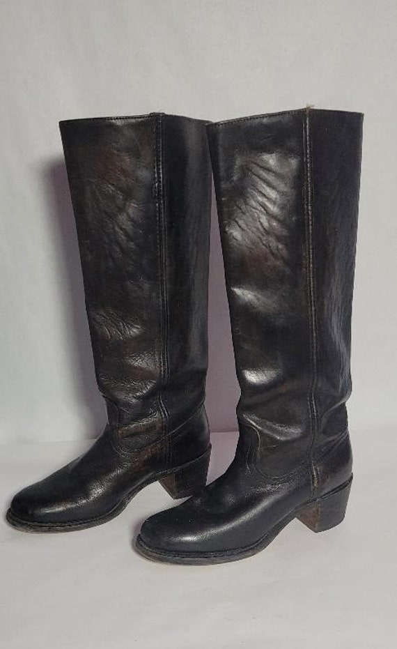 Pair of woman's Frye black leather boots - image 1