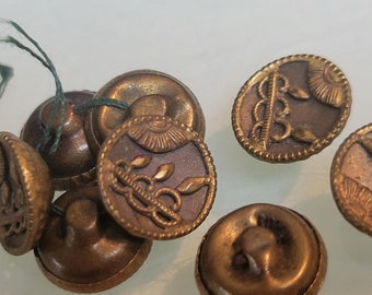 Antique vintage Asian theme brass buttons