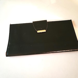 Vintage black leather bifold wallet with clasp