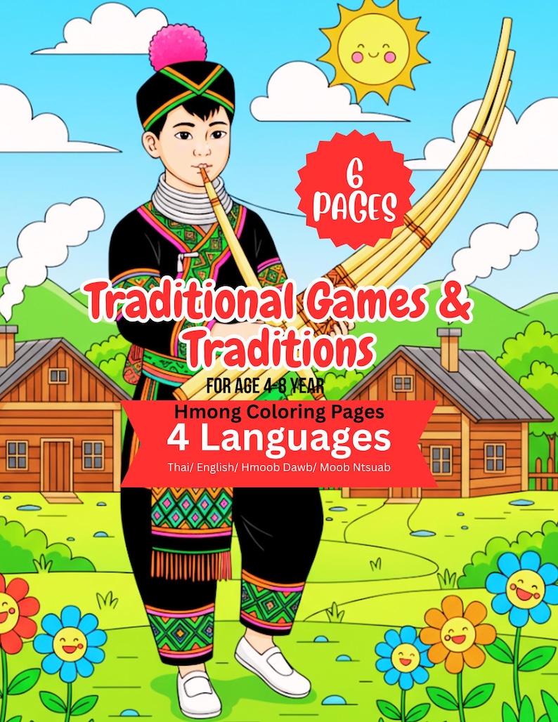 Hmong Culture Coloring Pages: Traditional Games & Traditions (digital ...