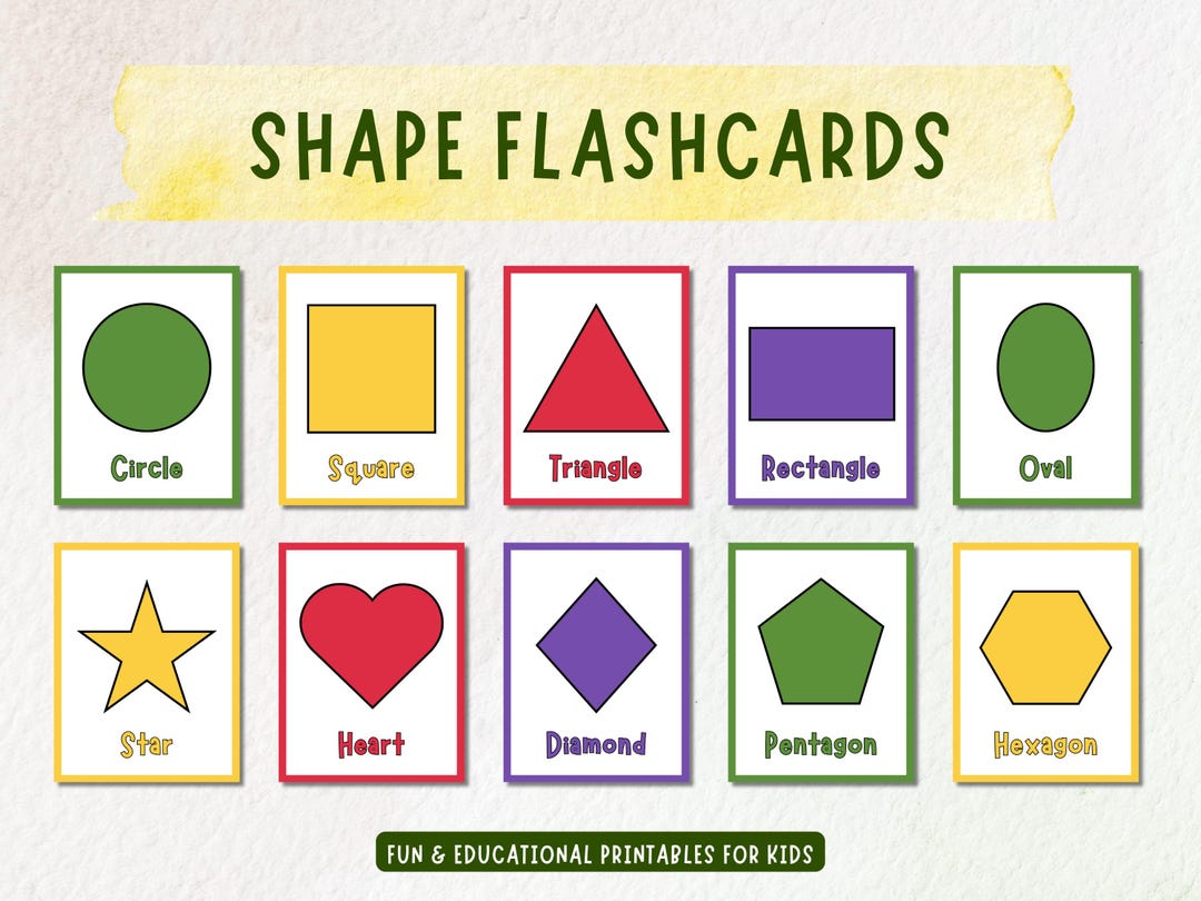 Printable Shape Flashcards for Kids | Basic & Geometric Shapes Learning ...