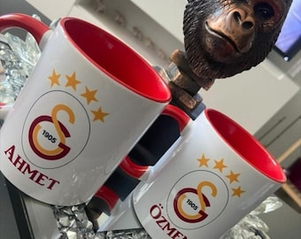 Personalized coffee mug featuring the football team Besiktas, Galatasaray, Fenerbahce, Trabzonspor. All teams possible. Gift idea.