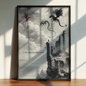 Fourth Wing Poster, Fourth Wing Quote Print, Fantasy Book Poster Art, Black and White Print, Empryean Series Print