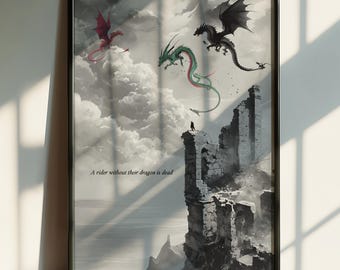 Stampa artistica del drago della quarta ala: poster del libro fantasy (download digitale)