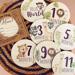 Monatliche Meilensteinkarten aus Holz - Neugeborenen Fotografie Requisiten für Babyparty Geschenk Wachstumsankündigung für Jungen und Mädchen