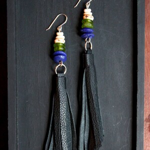 leather tassel earrings | leather earrings | drop earrings | dangle earrings | statement earrings