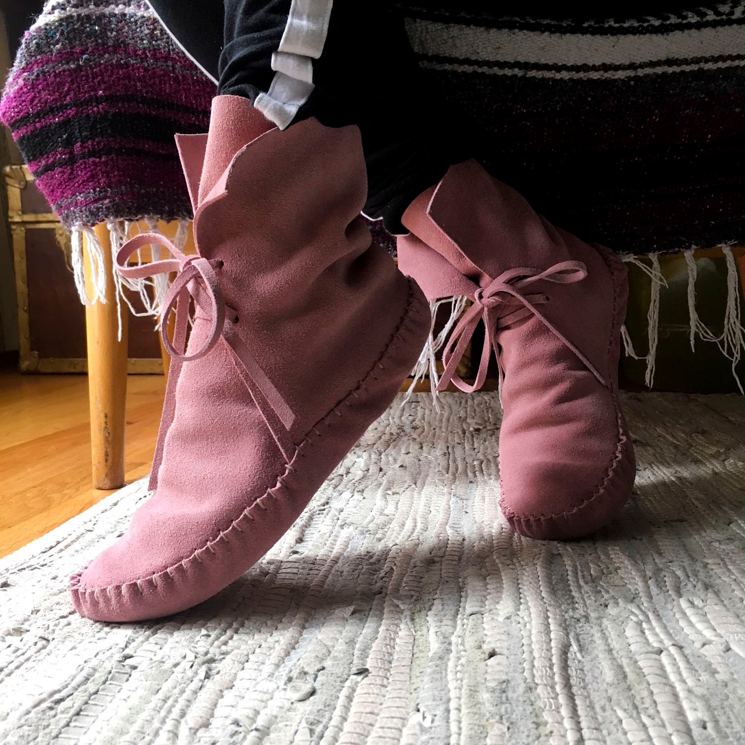 handmade leather moccasin boots