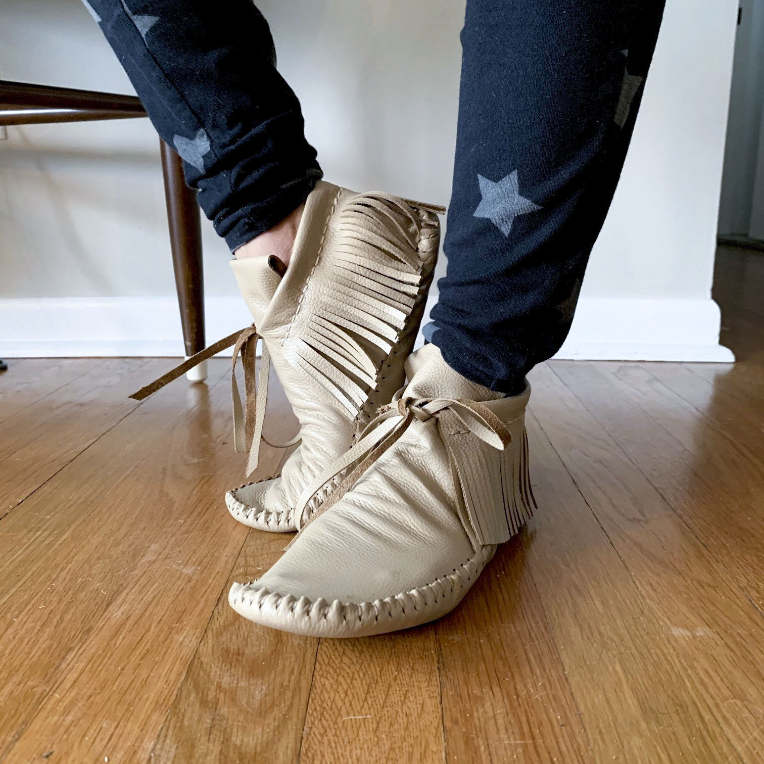 fringe ankle moccasins