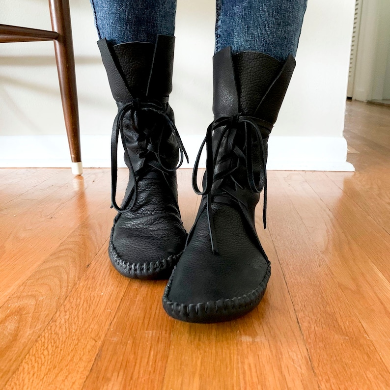 handmade leather moccasin boots