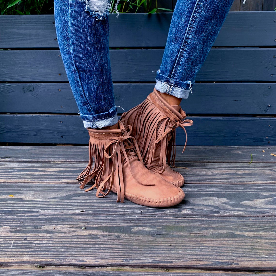 Handmade Leather Moccasins Moccasins Fringe Moccassins Etsy