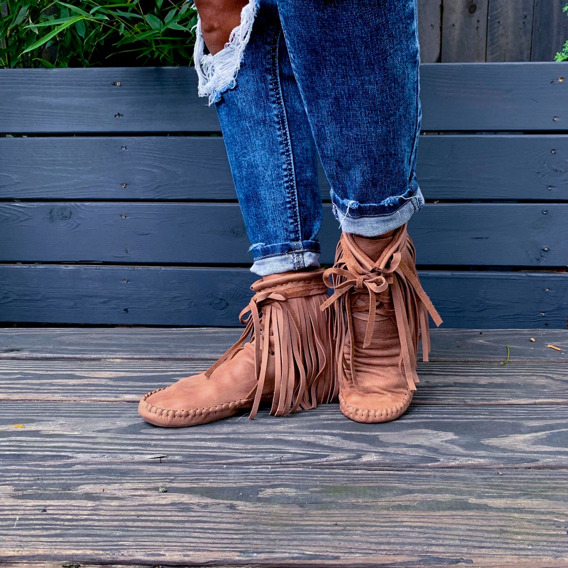 Handmade Leather Moccasins Moccasins Fringe Moccassins Etsy