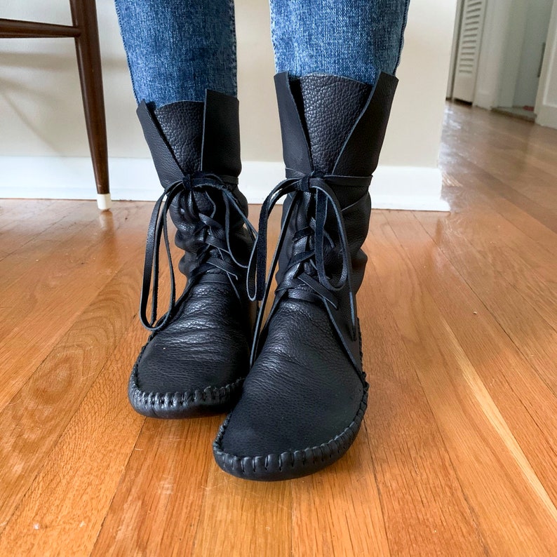 handmade leather moccasin boots