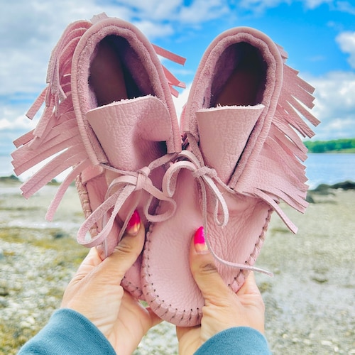 Moccasins, Indigenous Maker, Moccasin Boots, Wrap Boots, White