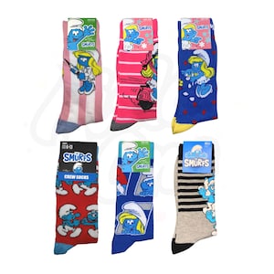 NEU Die Schlümpfe Neuheit Crew Socken Erwachsene Herren Damen Teen Bunt Lustig alles Gute zum Geburtstag Party Valentinstag Geschenk