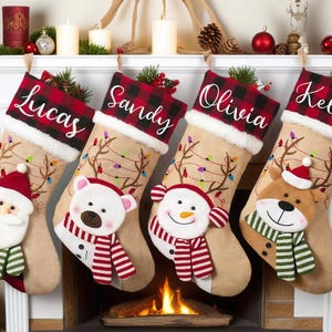 Calcetín navideño bordado 2025, calcetines navideños familiares personalizados, calcetín familiar de punto, regalos navideños familiares, decoración navideña