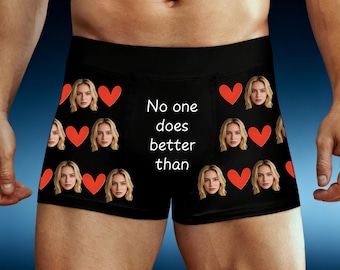 Boxers con cara personalizada, ropa interior personalizada para él, regalo de aniversario con foto, regalo de San Valentín para él, regalo de boda divertido para esposo, novio