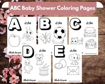 52 pagina's ABC babyshower alfabet kleurplaten van A tot Z | Afdrukbare kinderkunst
