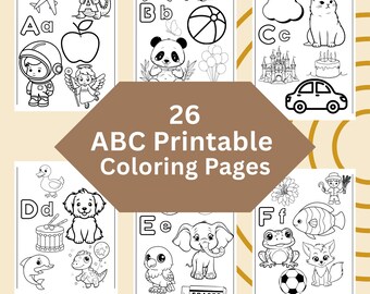 ABC-kleurboek voor kleuters – A-Z afdrukbare alfabetpagina's | Babyshoweractiviteit | Digitale download