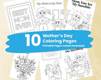 Mother's Day Coloring Pages: Kids Activity, Printable Gift (PDF)