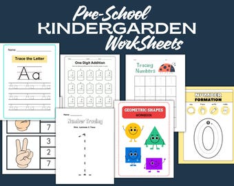 Preschool Kindergarten Worksheets: Alphabet, Numbers, Tracing (PDF)