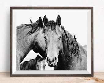 Black and White Equestrian Photography, Strong Western Horses, Western photography, Physical Equine Print