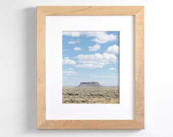 Blue Desert Butte Photograph, Vertical Landscape Print of Desert, Western United States Artwork