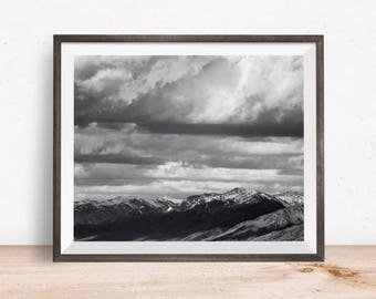 Black and White Mountain Landscape Photograph, Black and White landscape photography, Physical Print