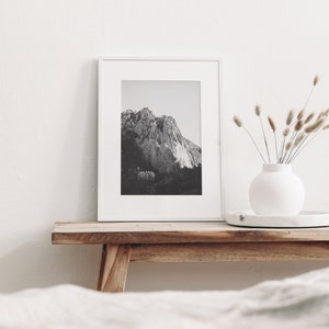 Black and White Vertical Print, Mountain Photography, Simple Western Print image 4