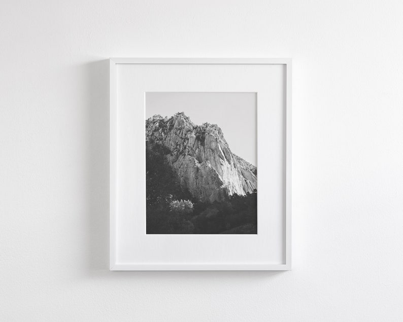 Black and White Vertical Print, Mountain Photography, Simple Western Print image 7